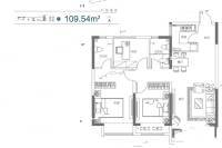 亚星福邸3室2厅2卫109.5㎡户型图