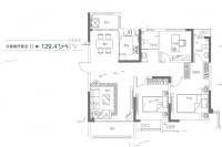 亚星福邸3室2厅2卫129.5㎡户型图