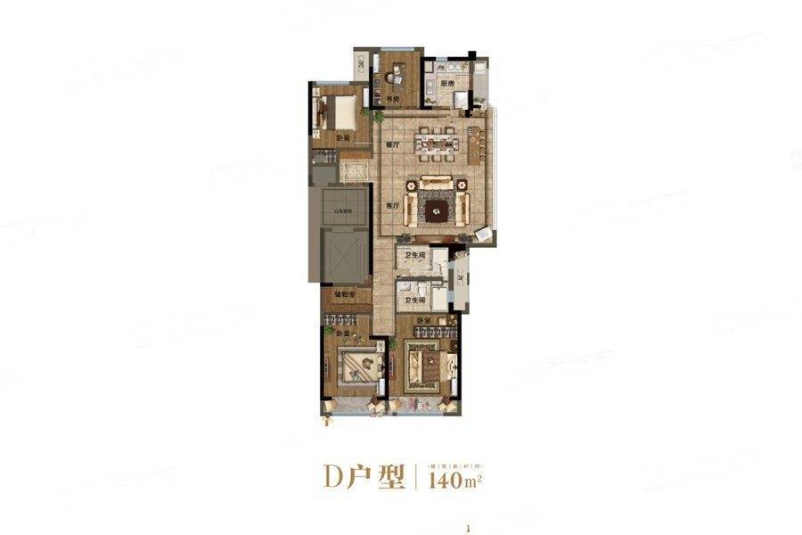 龙湖天宸原著4室2厅2卫140㎡户型图