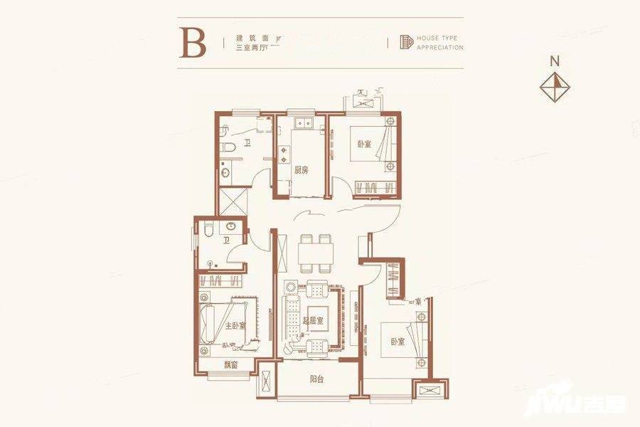 蓝山公馆3室2厅2卫118㎡户型图