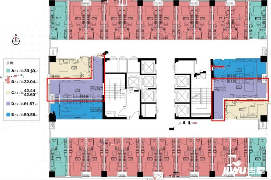 中晟元素假日公寓1室1厅1卫61.6㎡户型图