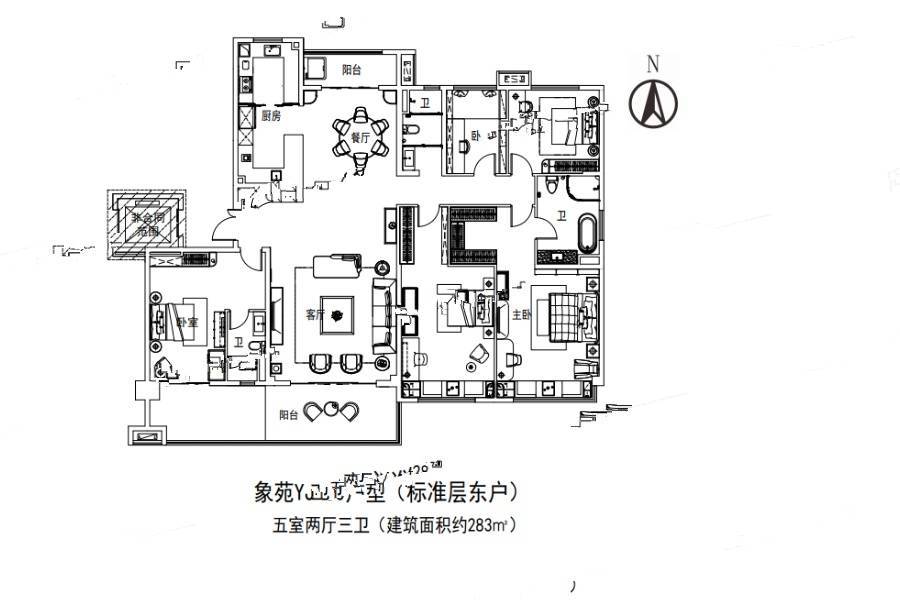 碧桂园象府5室2厅3卫283㎡户型图