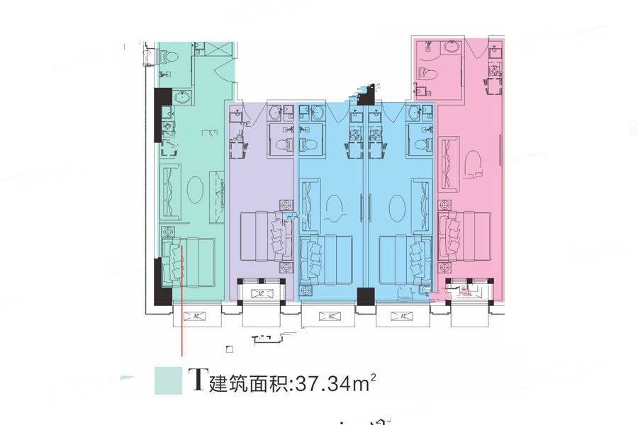 润丰新尚1室1厅1卫37.3㎡户型图