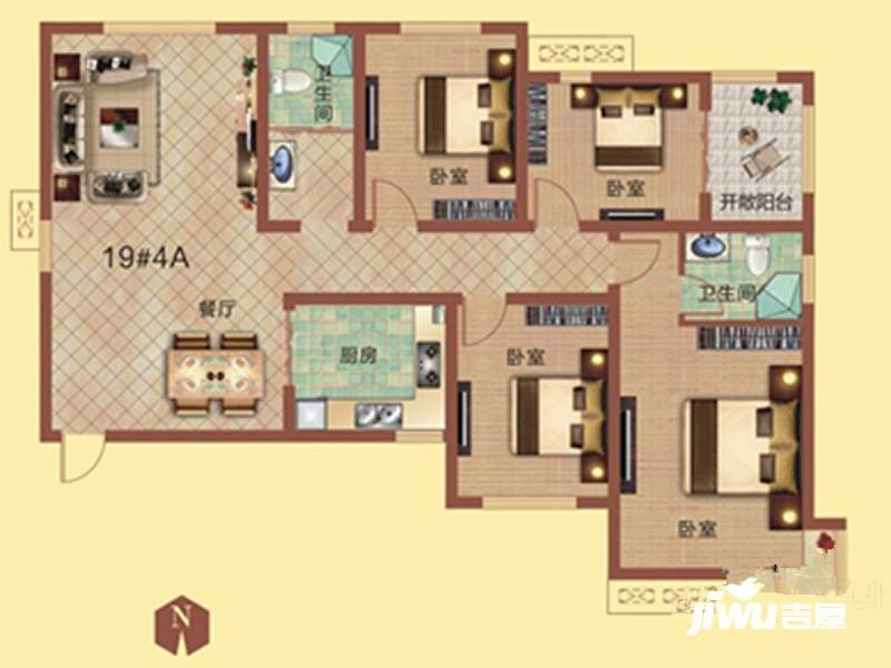 祝福红城4室2厅2卫138.8㎡户型图