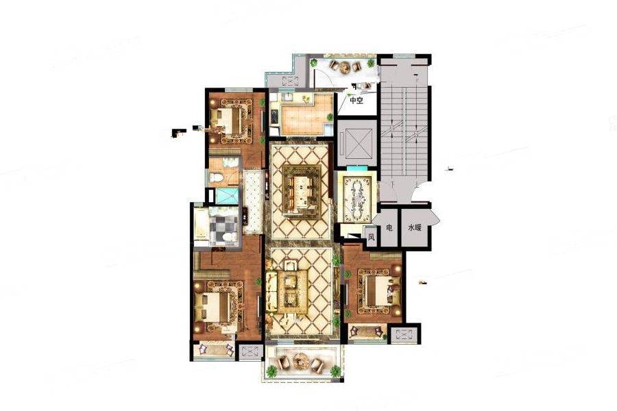 康桥香溪郡3室2厅2卫141㎡户型图