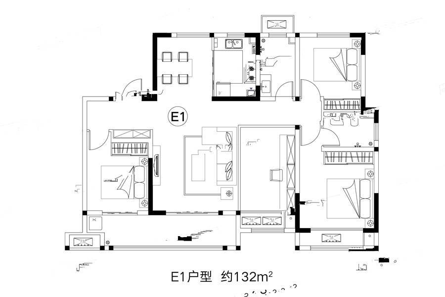 浩创梧桐溪水湾3室2厅2卫132㎡户型图