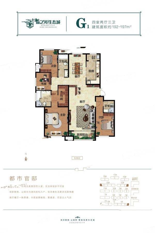 长葛建业森林半岛4室2厅3卫192㎡户型图