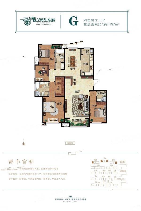 长葛建业森林半岛4室2厅3卫192㎡户型图