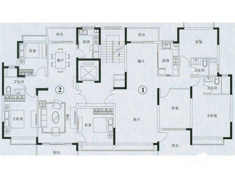 恒大海上威尼斯3室2厅1卫142.7㎡户型图