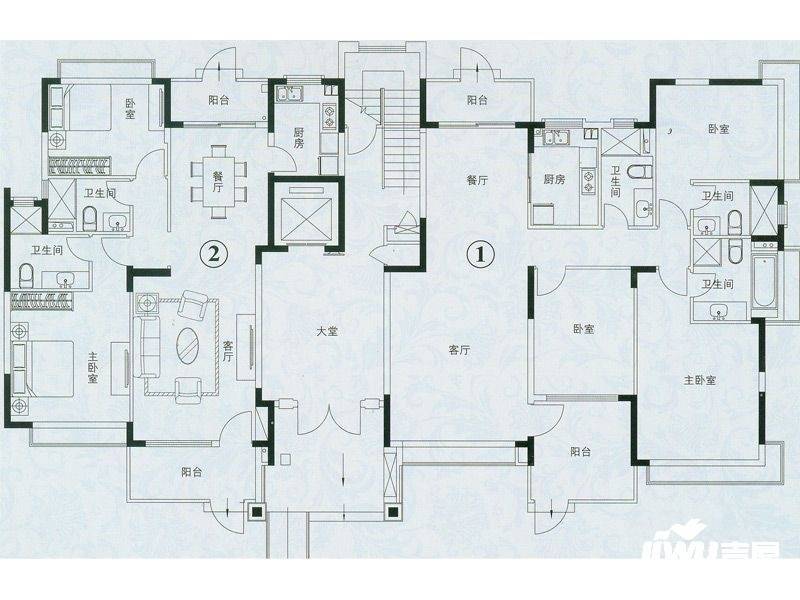 恒大海上威尼斯4室2厅3卫200.1㎡户型图