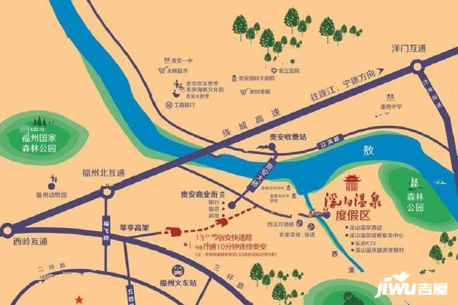 溪山温泉尚品墅位置交通图