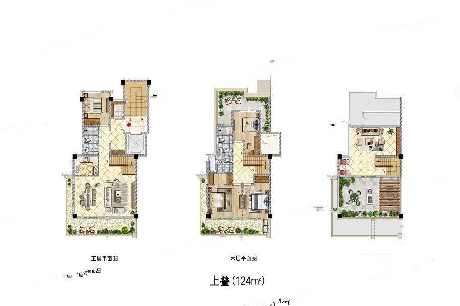 三盛国际湾区4室2厅3卫124㎡户型图