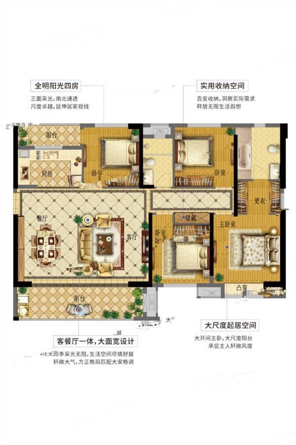 世茂璀璨天元4室2厅2卫149㎡户型图