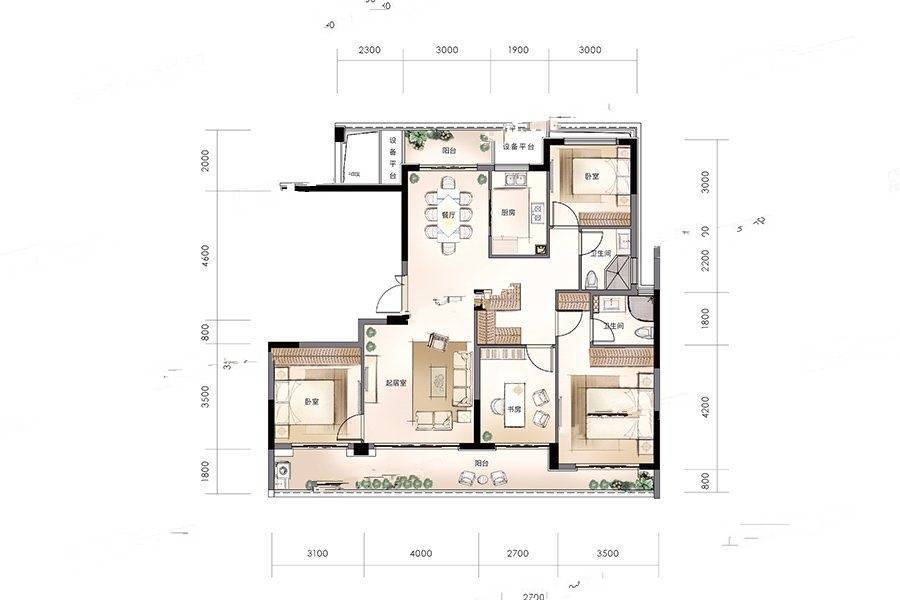 金昌樾府4室2厅2卫142㎡户型图