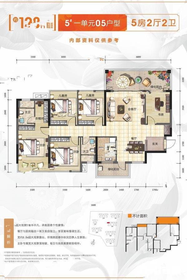 盛天西城5室2厅2卫128㎡户型图