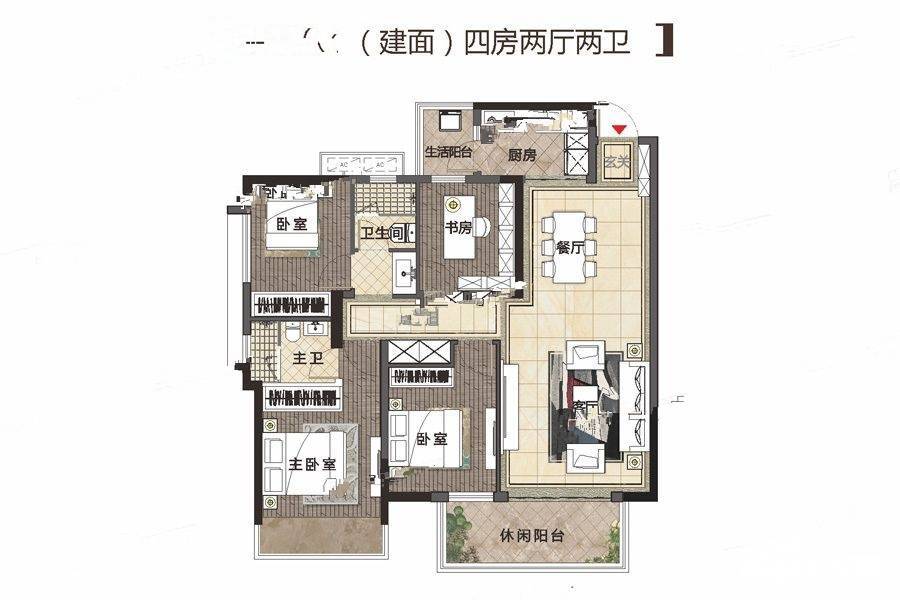 御景山4室2厅2卫125㎡户型图