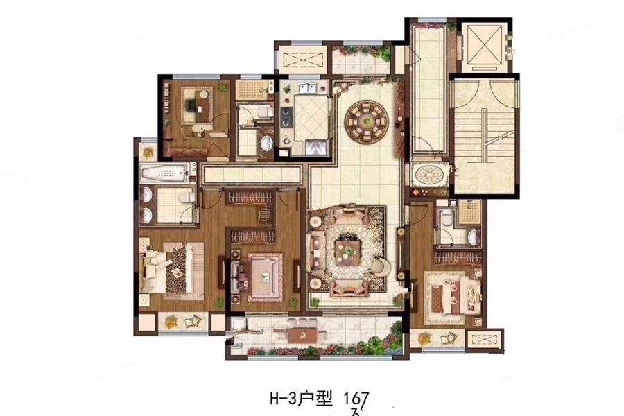 金坛新城金郡4室2厅3卫167㎡户型图