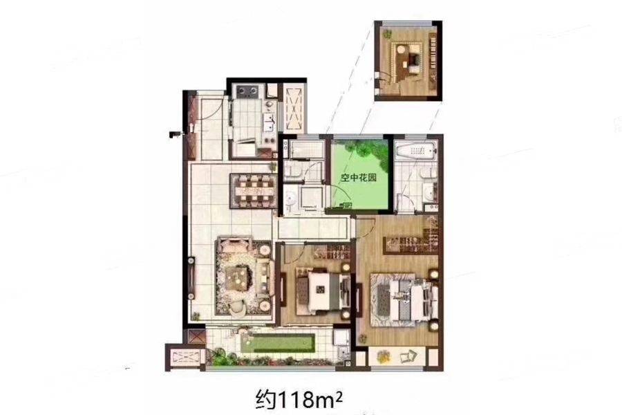 金坛新城金郡3室2厅2卫118㎡户型图