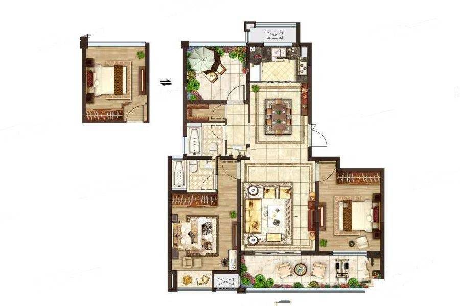常州梧桐香郡东樾藏品家132.53㎡户型户型图_首付金额_3室2厅2卫_132.