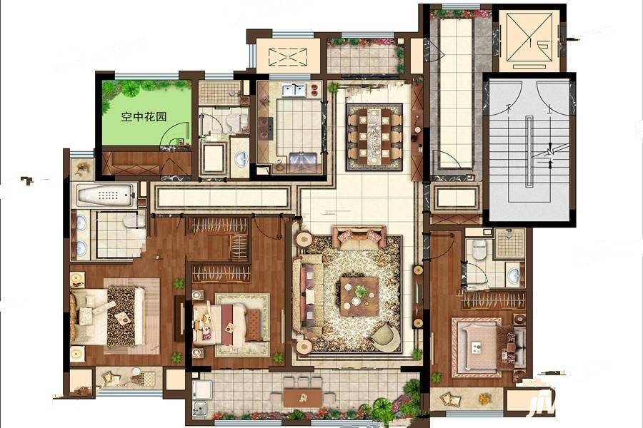 金坛新城金郡4室2厅3卫167㎡户型图