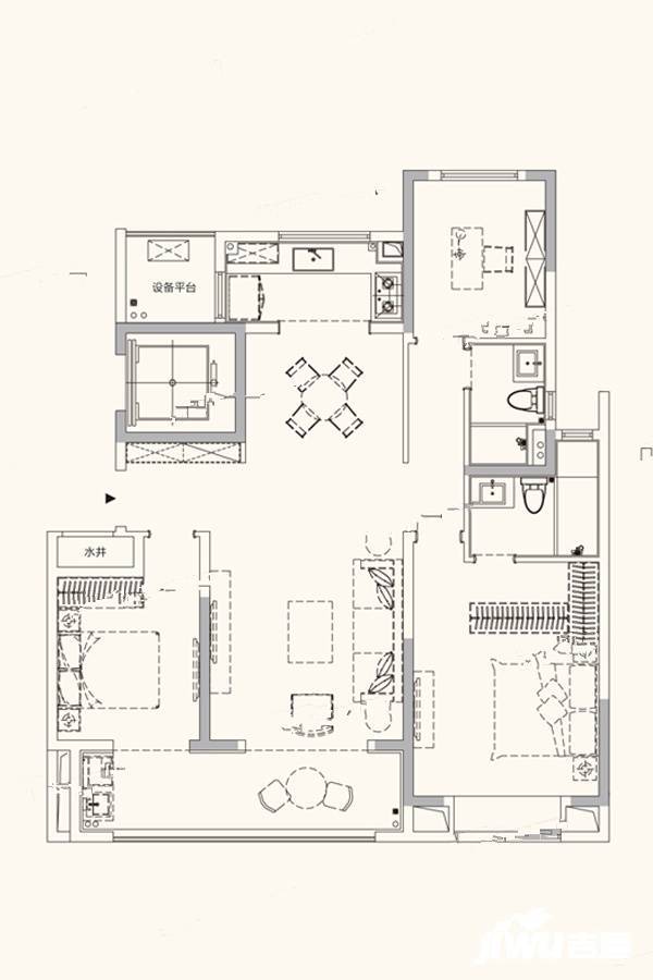 中海上东区3室2厅2卫125㎡户型图