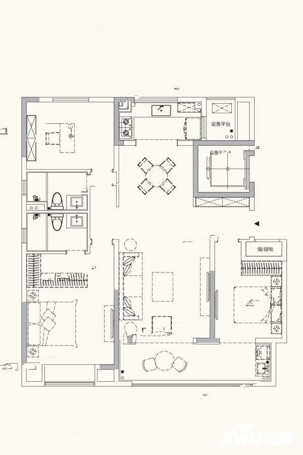 中海上东区3室2厅2卫125㎡户型图