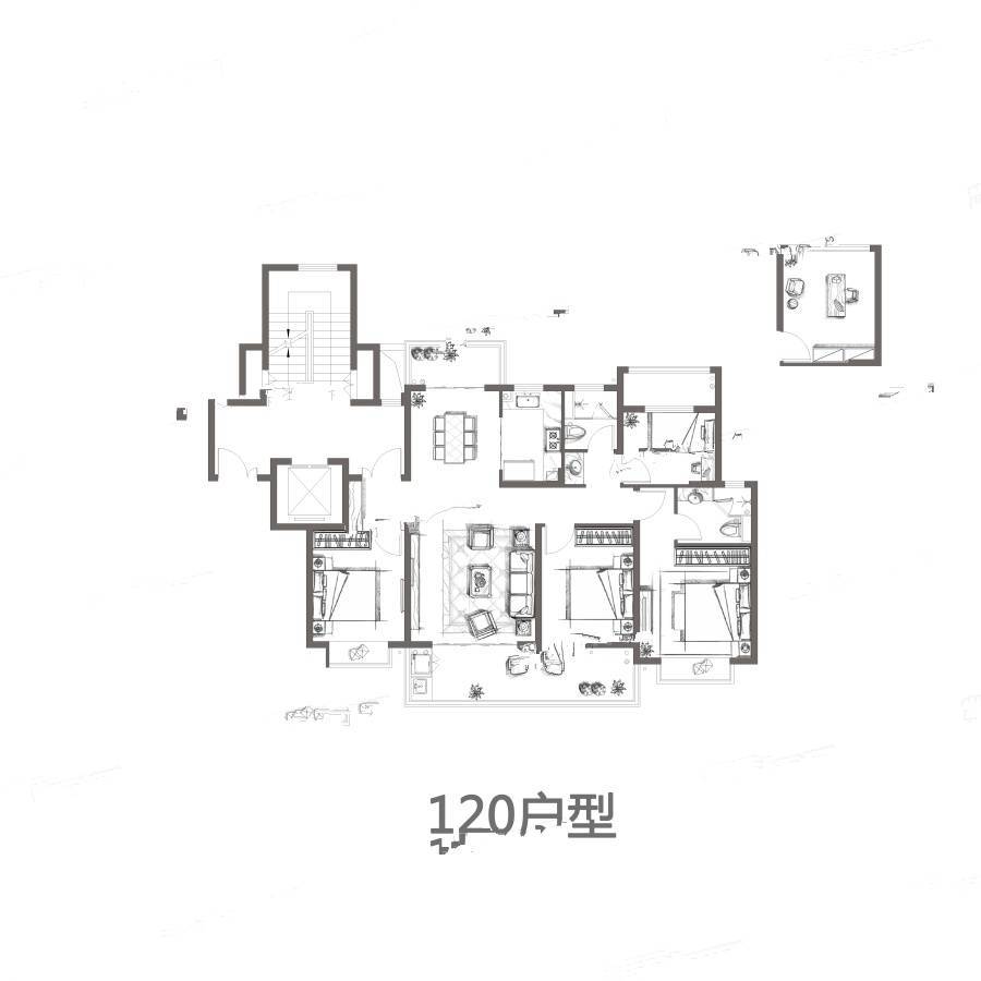 时光漫城4室2厅2卫120㎡户型图