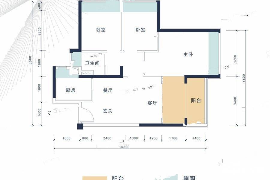 华发悦谷3室2厅1卫78㎡户型图