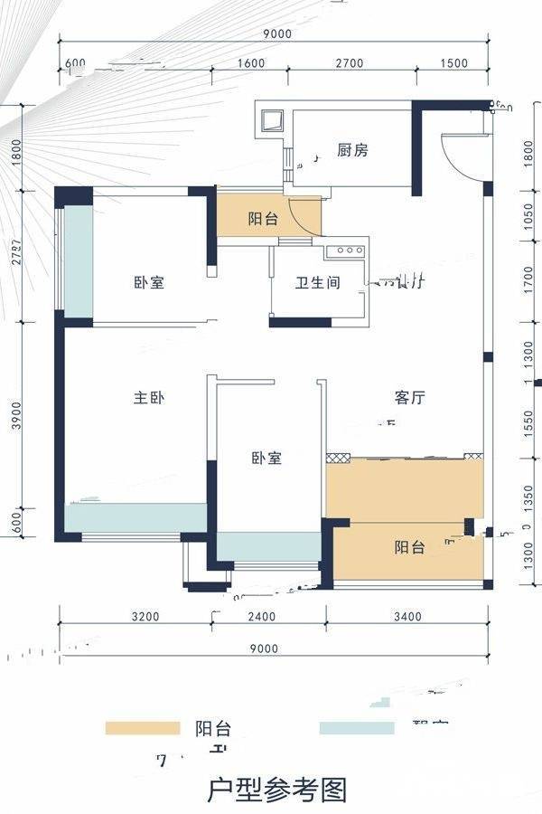 华发悦谷3室2厅1卫81㎡户型图