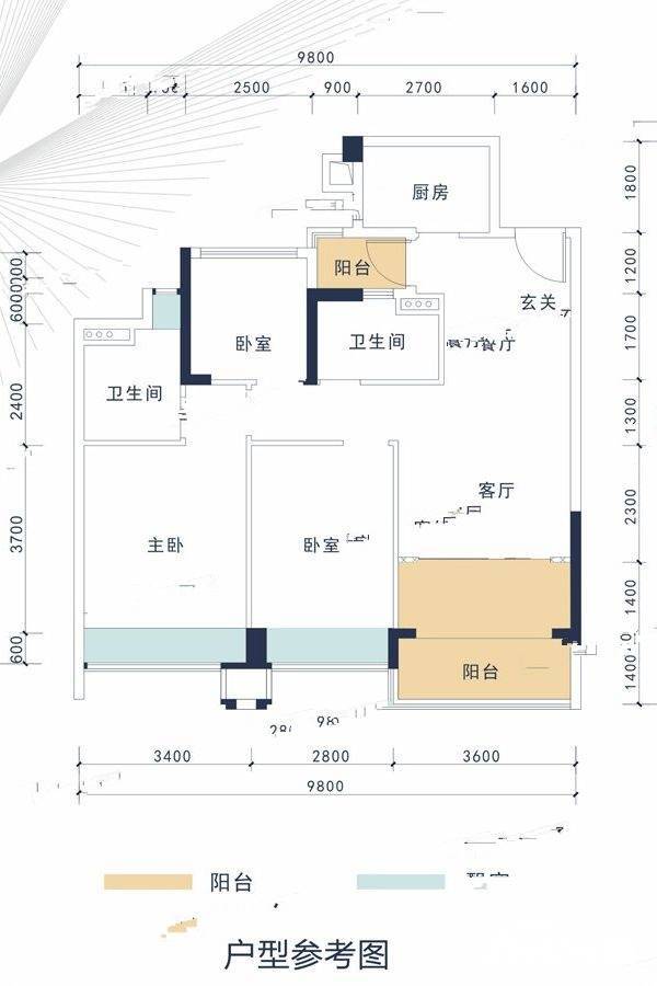 华发云谷3室2厅2卫91㎡户型图