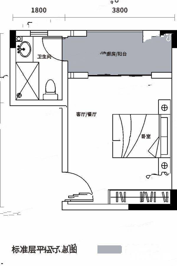 嘉珠揽胜1室1厅1卫31㎡户型图