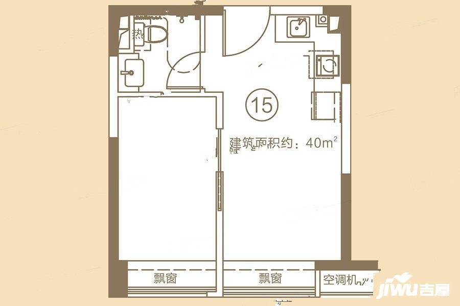 北海恒大雅苑1室1厅1卫40㎡户型图