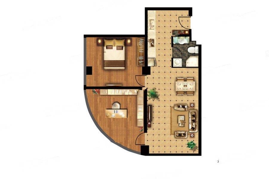 嘉德国际2室1厅1卫112.8㎡户型图