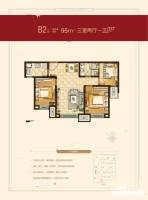 东湖铂悦山3室2厅1卫95㎡户型图