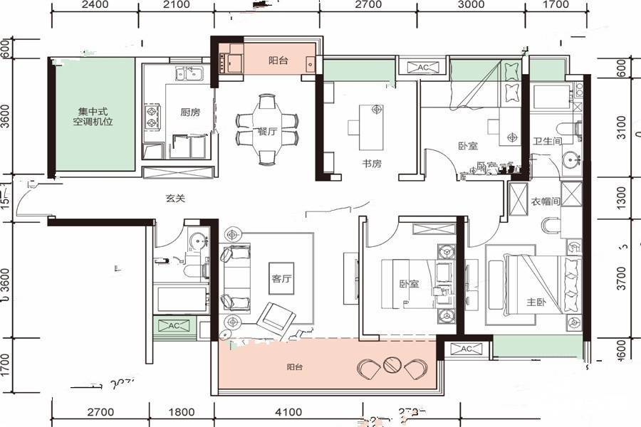 常德奥园誉景湾3室2厅2卫138㎡户型图