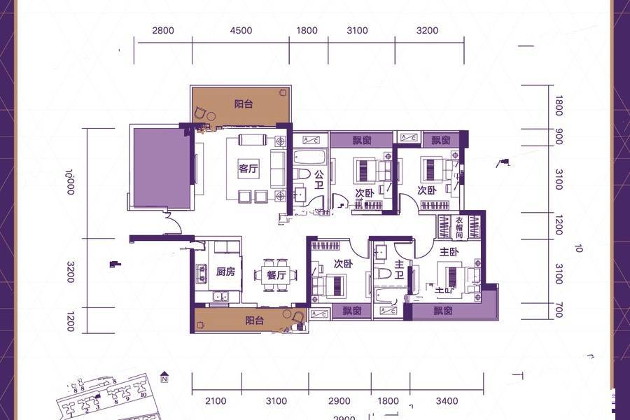 合兴中心城5室2厅2卫139㎡户型图