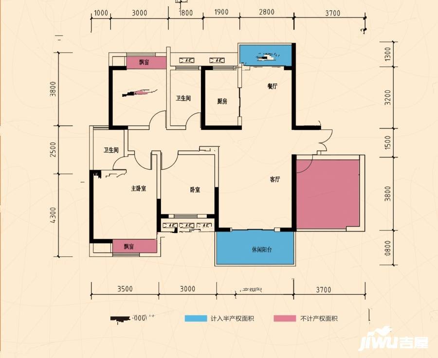 加洲美域3室2厅0卫129.1㎡户型图