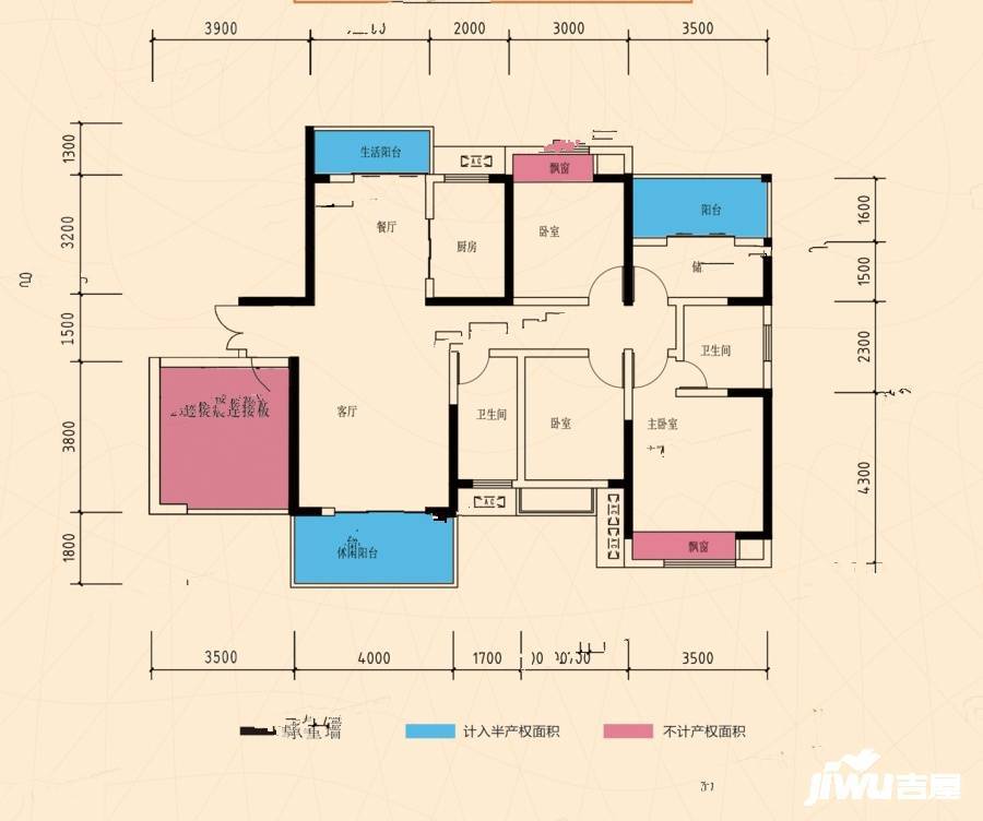 加洲美域4室2厅0卫142.7㎡户型图