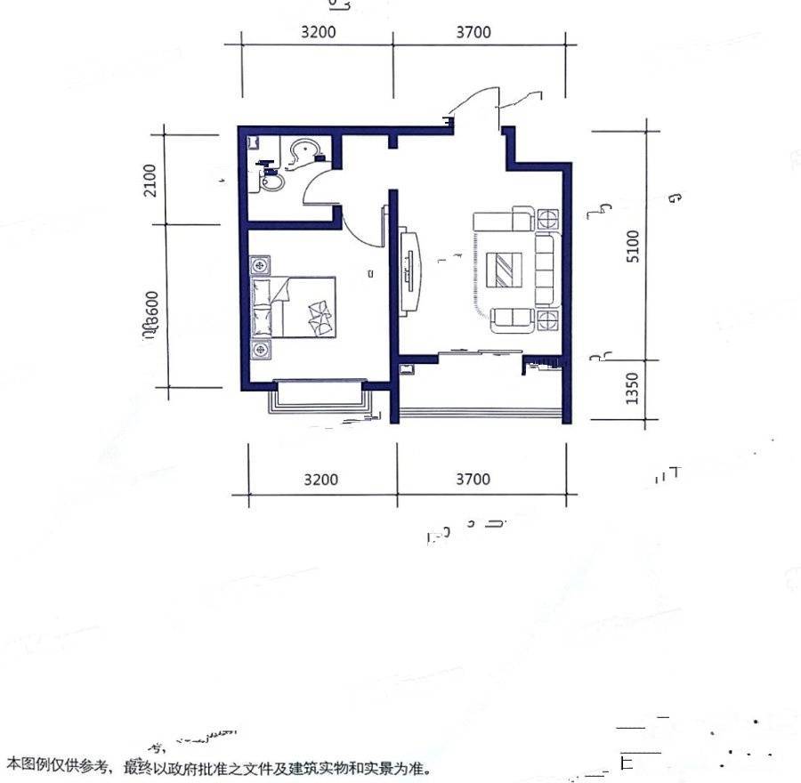 蓝爵
                                                            1房1厅1卫
