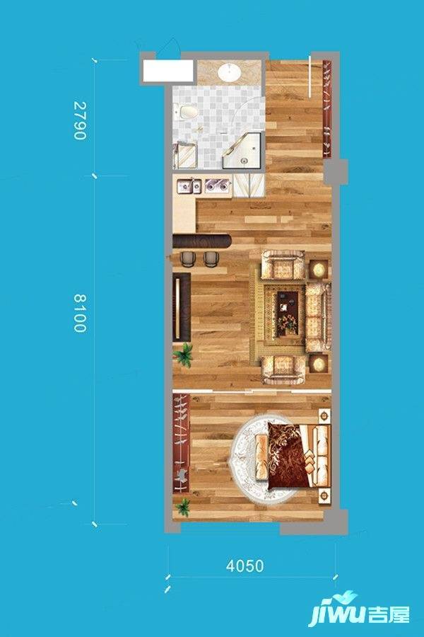 盛世名筑二期1室1厅1卫44.1㎡户型图