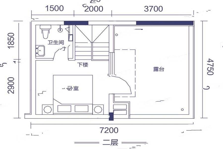 中电银河湾小高层1室1厅1卫60㎡户型图