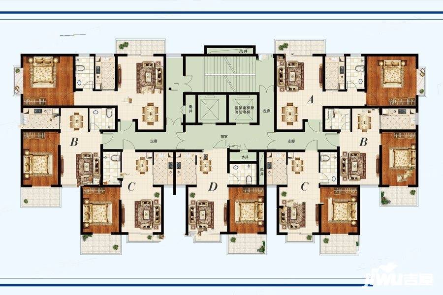 雎洲苑1室1厅1卫53㎡户型图