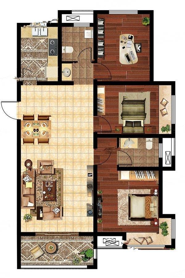 香榭里兰溪3室2厅2卫122㎡户型图