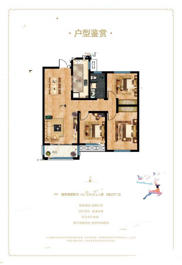 宜阳建业森林半岛3室2厅1卫120㎡户型图