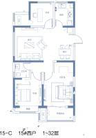 蓝城蘭园3室2厅1卫113.8㎡户型图