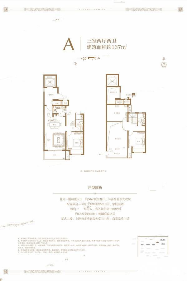 碧桂园玖锦台3室2厅2卫137㎡户型图