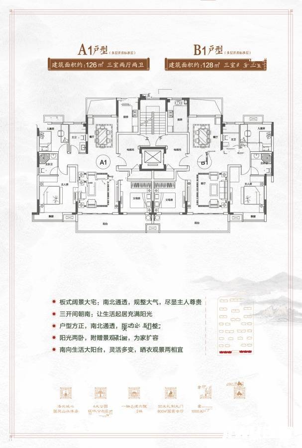 文乐山水上境3室2厅2卫126㎡户型图