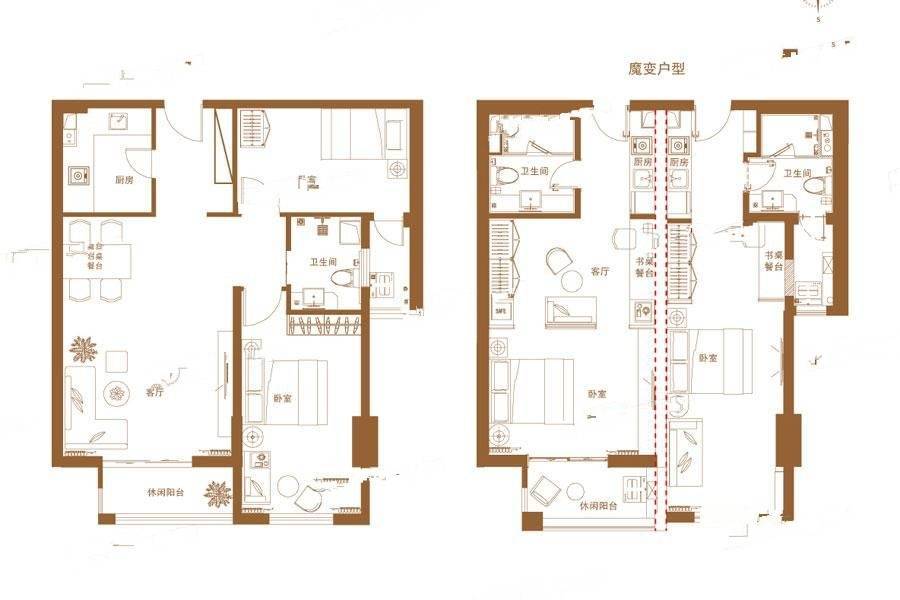 兴龙银座2室2厅1卫100㎡户型图