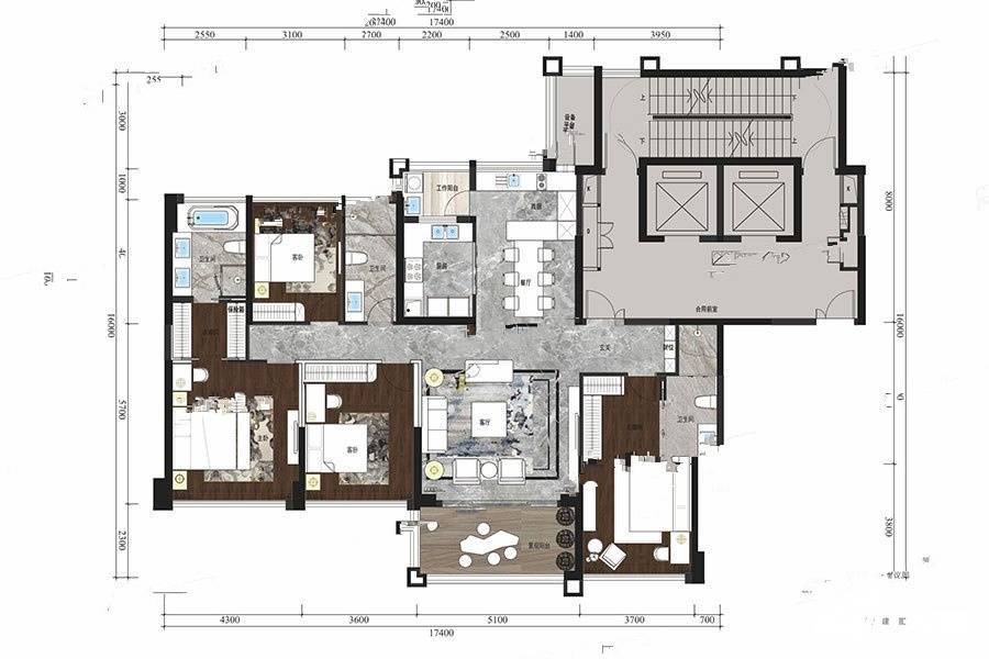 宝能城市花园4室2厅3卫193㎡户型图