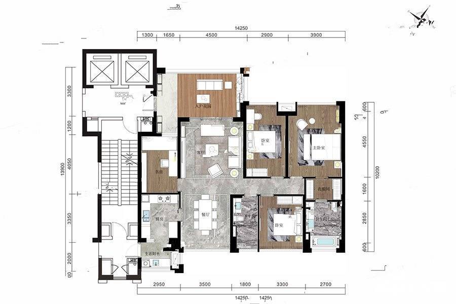 宝能城市花园4室2厅2卫166㎡户型图